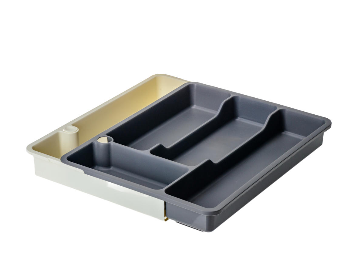 ЛОТОК ДЛЯ СТОЛОВЫХ ПРИБОРОВ пластмассовый раздвижной серый 37,3*28,7*4,9 см (арт. 434231811, код 417627)