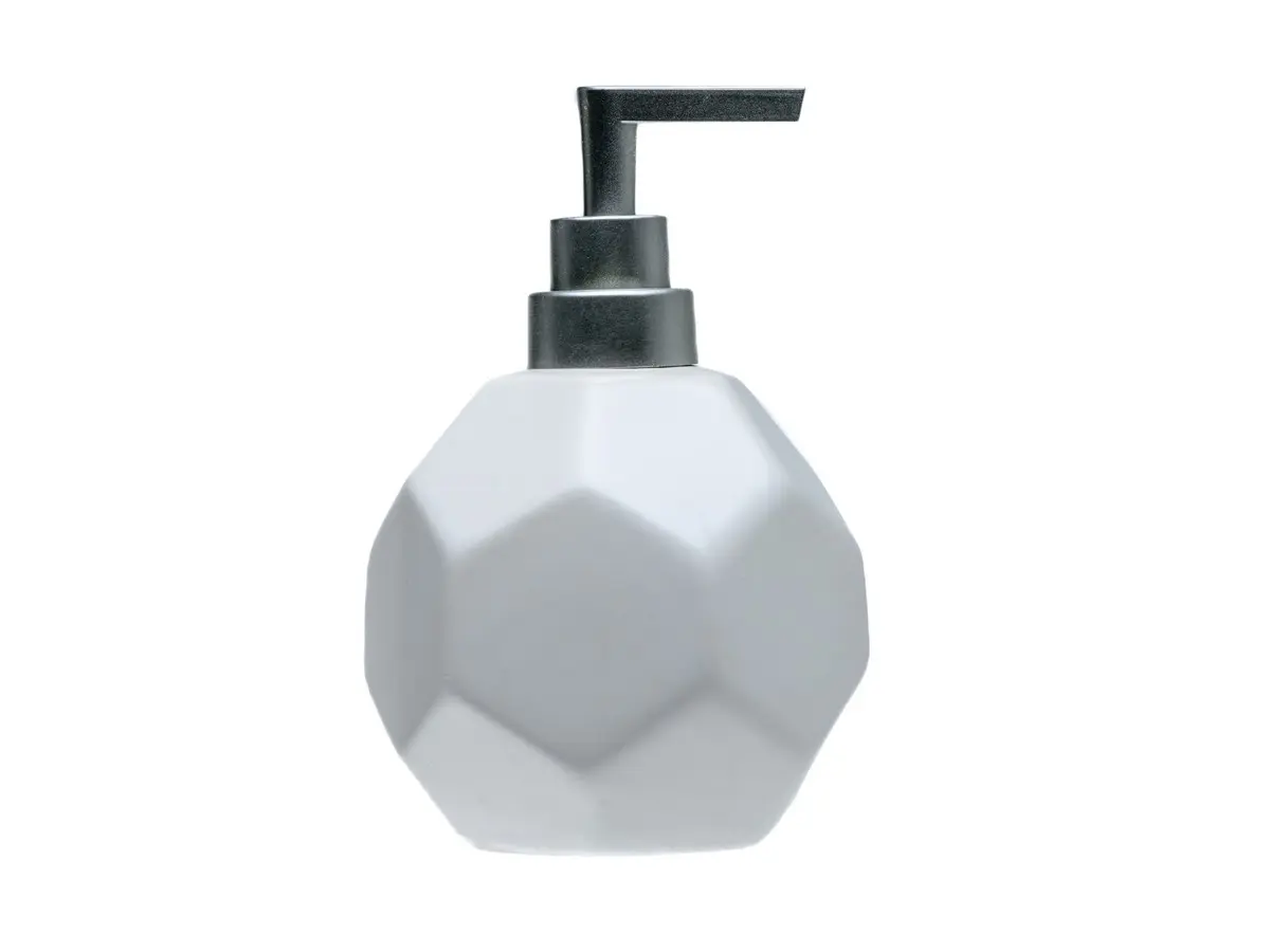 ДОЗАТОР ДЛЯ ЖИДКОГО МЫЛА керамический "Геометрика" белый 350 мл/10*10*15 см (арт. 27955624, код 270279)