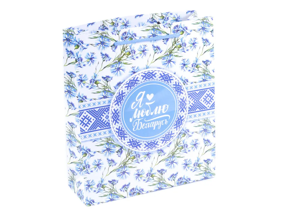 ПАКЕТ ДЛЯ ПОДАРКОВ бумажный "Васильки", 18*23*8 см (арт. 25553941, код 160693)