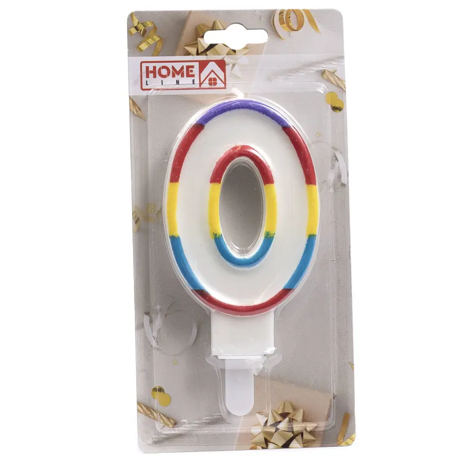 СВЕЧА для торта "Цифра 0" 6,5*14 см (арт. DM0007C-1/0, код 225859)