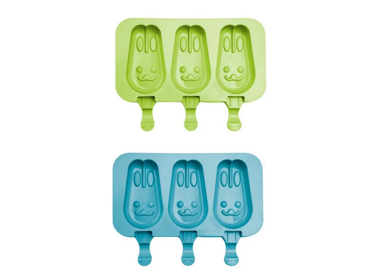 ФОРМА ДЛЯ МОРОЖЕНОГО силиконовая "Кролик" на 3 порции + 50 деревянных палочек (арт. 267626, код 097686)