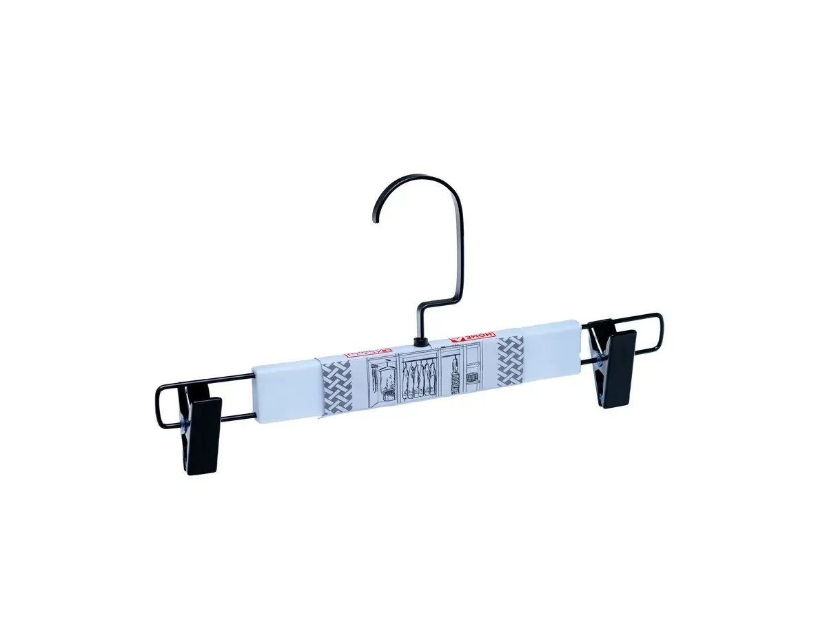ВЕШАЛКА ДЛЯ БРЮК пластмассовая с прищепками 31 см (арт. BB102095, код 274572)