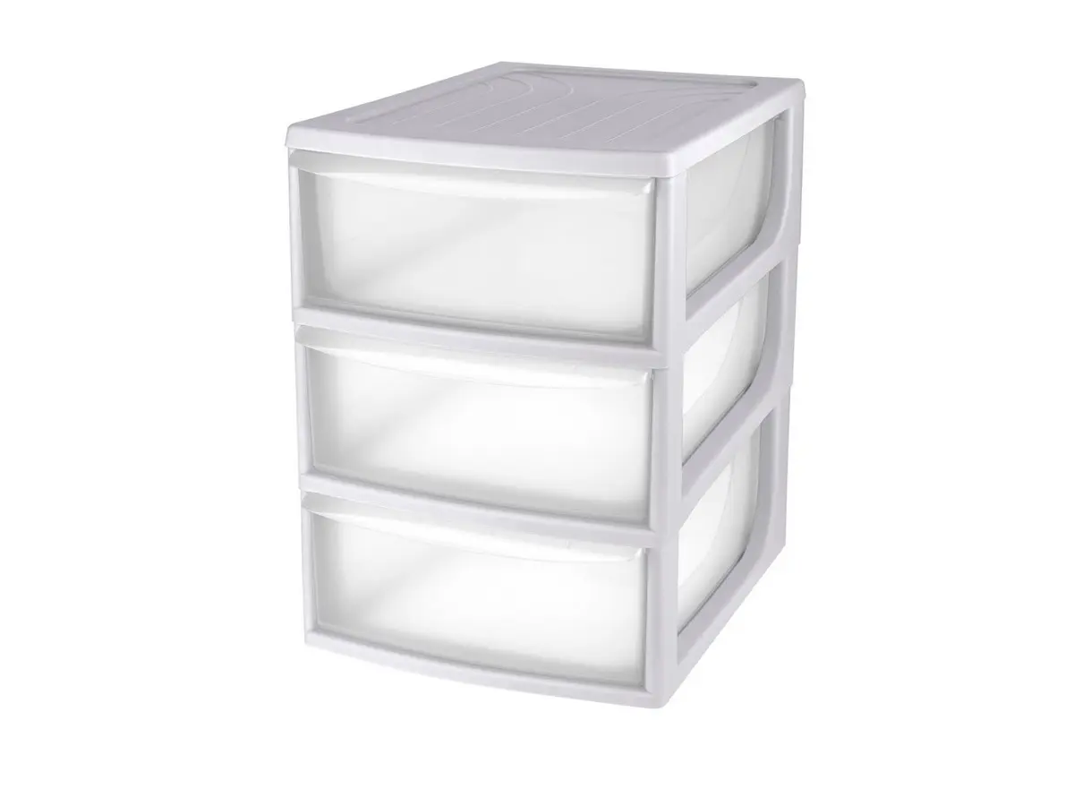 ОРГАНАЙЗЕР ДЛЯ ХРАНЕНИЯ пластмассовый с 3-мя ящиками светло-серый 19,5*25,4*26,4 см (арт. 433223730, код 600032)
