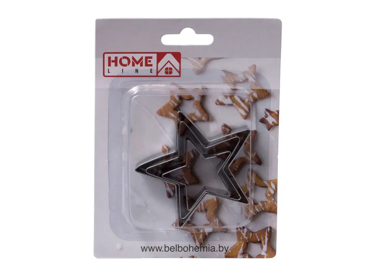 НАБОР ФОРМ ДЛЯ ВЫРЕЗАНИЯ ТЕСТА металлических "Звезды" 3 шт. 7/5,5/4 см (арт. YR1801-9, код 210305)