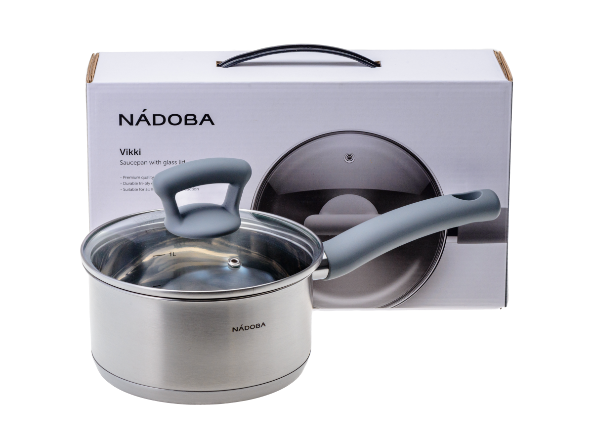 КОВШ со стеклянной крышкой, 16 см/1,6 л, NADOBA, серия VIKKI (арт. 796114, код 000897)