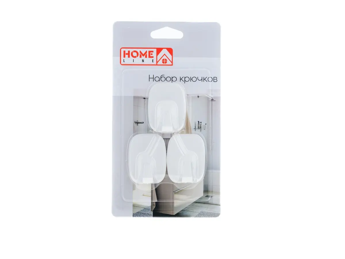 НАБОР КРЮЧКОВ пластмассовых на скотче 3 шт. 3,4*4,4 см (арт. M-10903, код 264681)