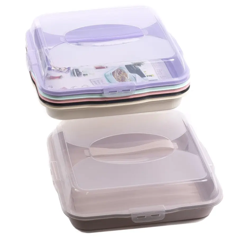 БЛЮДО ДЛЯ ТОРТА пластмассовое с крышкой 36*36*10 см (арт. 30308, код 303082)