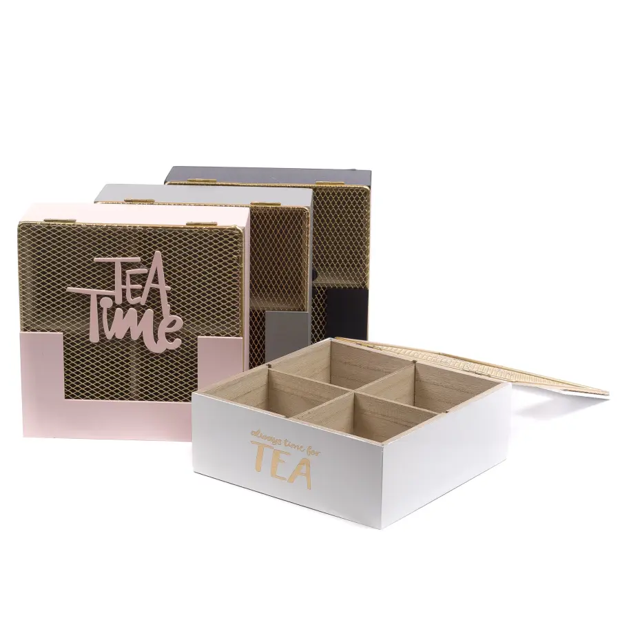 ШКАТУЛКА ДЛЯ ЧАЯ деревянная 18*18*7 см (арт. DE16004, код 226375)