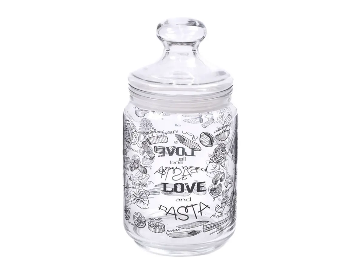 БАНКА ДЛЯ СЫПУЧИХ ПРОДУКТОВ стеклянная "Love Pasta" 1 л/20,5 см (арт. P6016, код 209224)