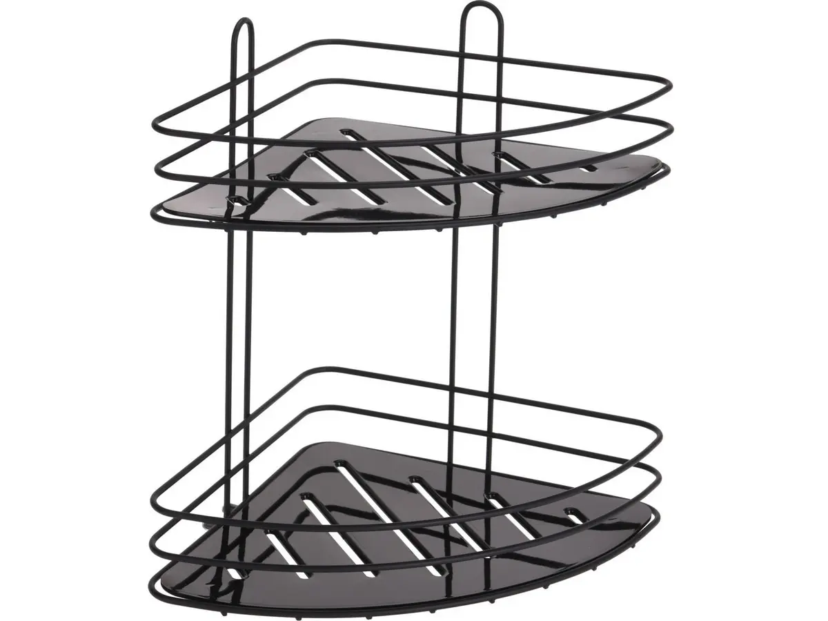 ПОЛКА ДЛЯ ВАННОЙ УГЛОВАЯ металлическая 2-х ярусная 20*20*23 см на присосках (код 095191)