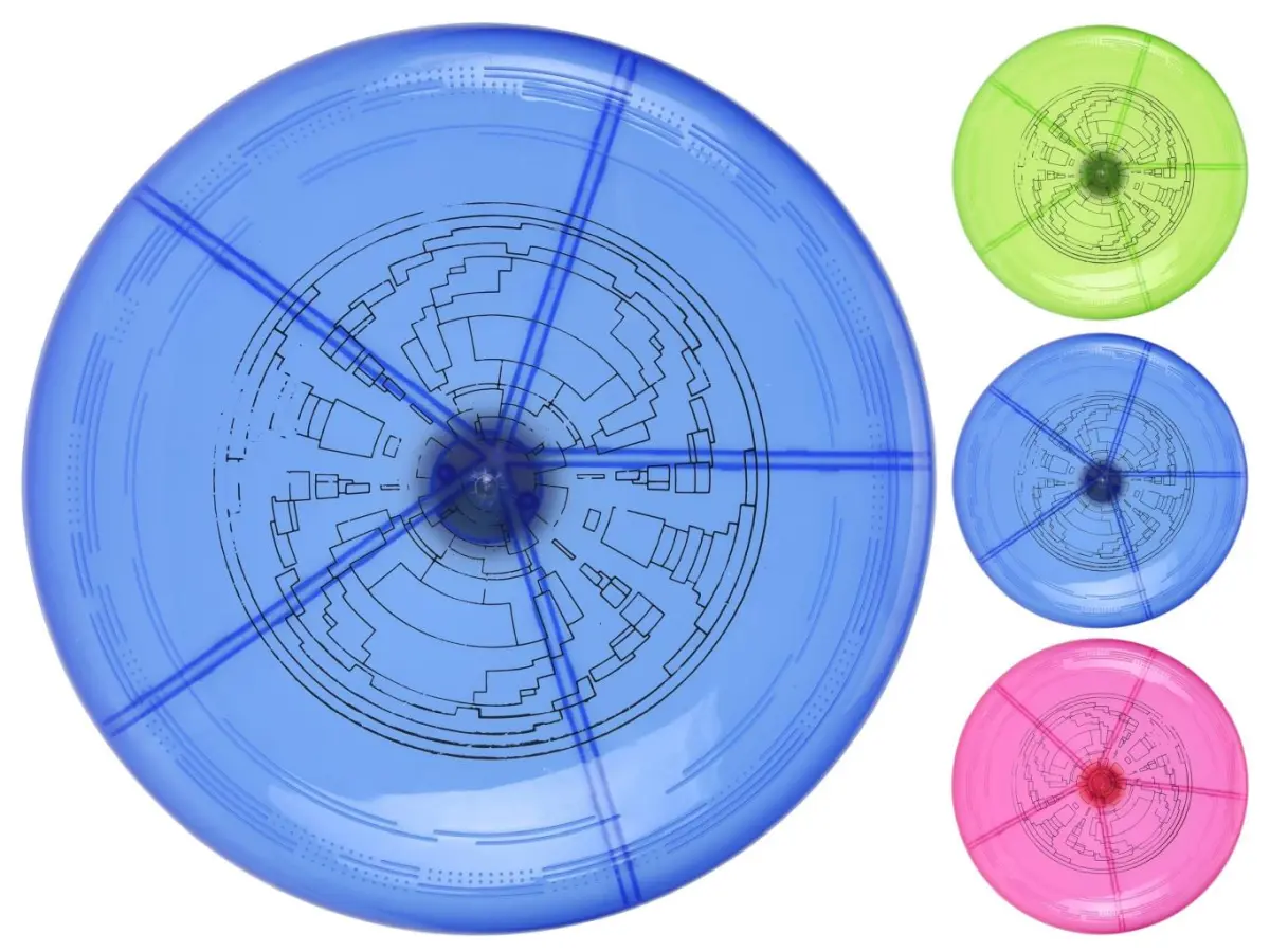ЛЕТАЮЩАЯ ТАРЕЛКА полипропилен светящаяся 23 см (код 207354) (работает от батареек)