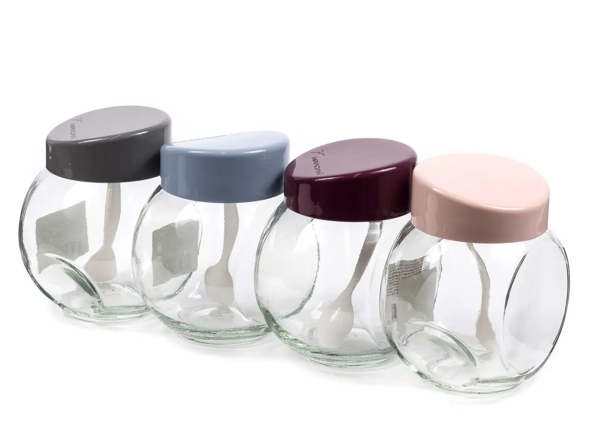 БАНКА ДЛЯ СЫПУЧИХ ПРОДУКТОВ стеклянная с пластмассовой крышкой и ложкой 750 мл (арт. M-246, код 832463)