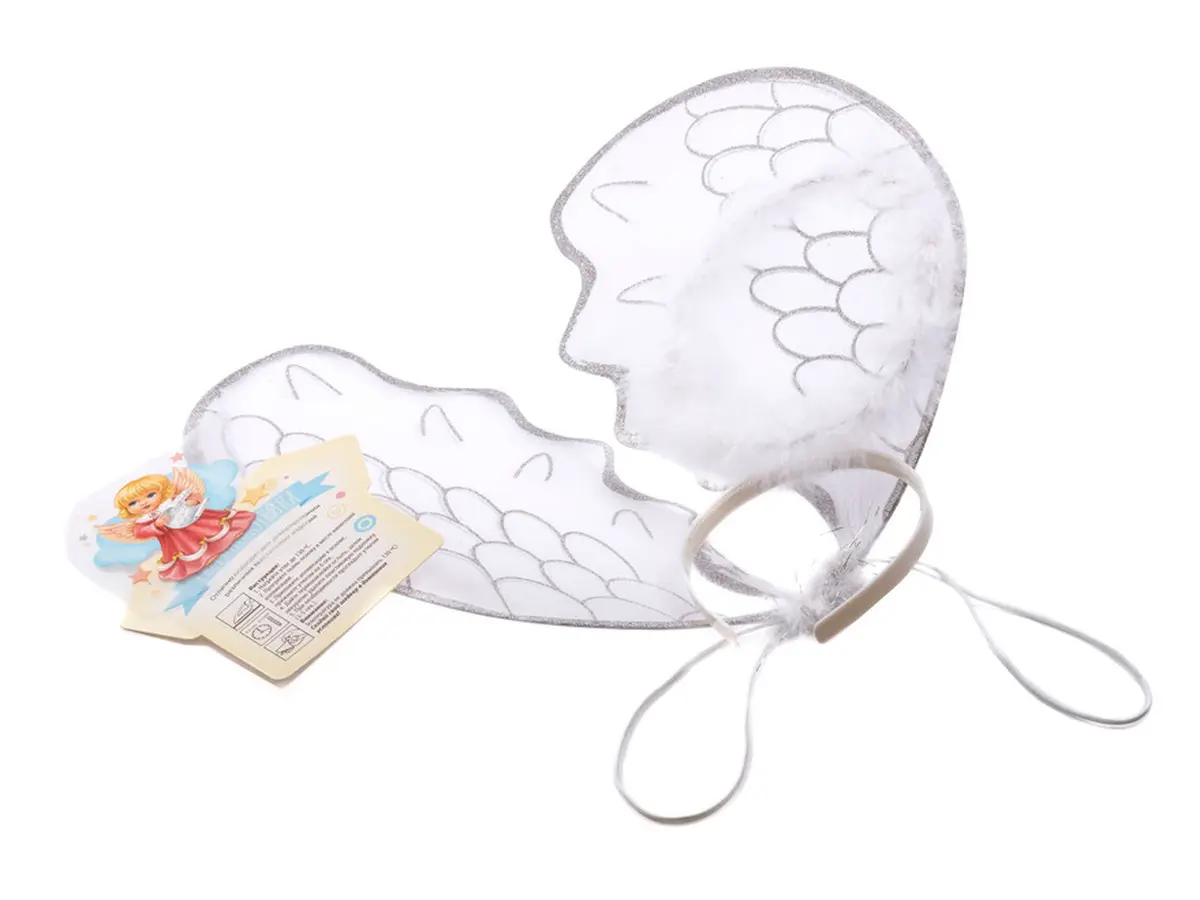 НАБОР УКРАШЕНИЙ пластмассовых "Ангелочек" 2 пр.: обруч на голову, крылья (арт. 26387394, код 675966)