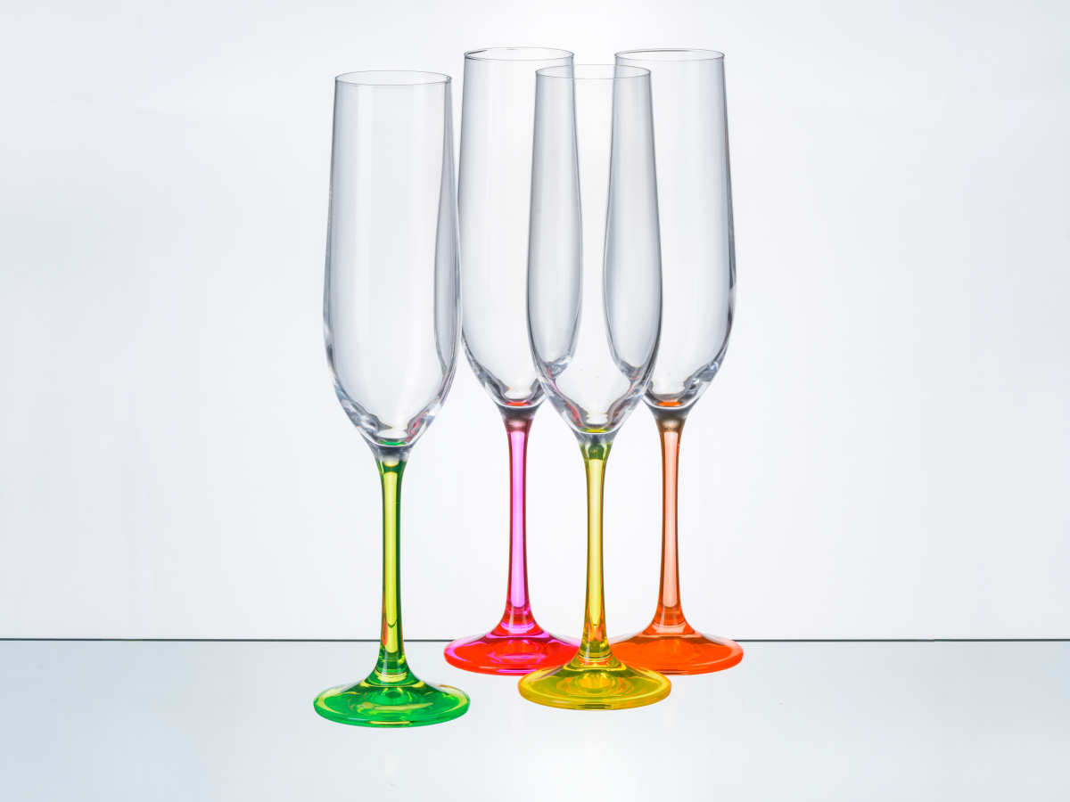 НАБОР БОКАЛОВ ДЛЯ ШАМПАНСКОГО стеклянных "Neon" 4 шт. 190 мл (арт. 40729/D4892/190-4, код 801304)