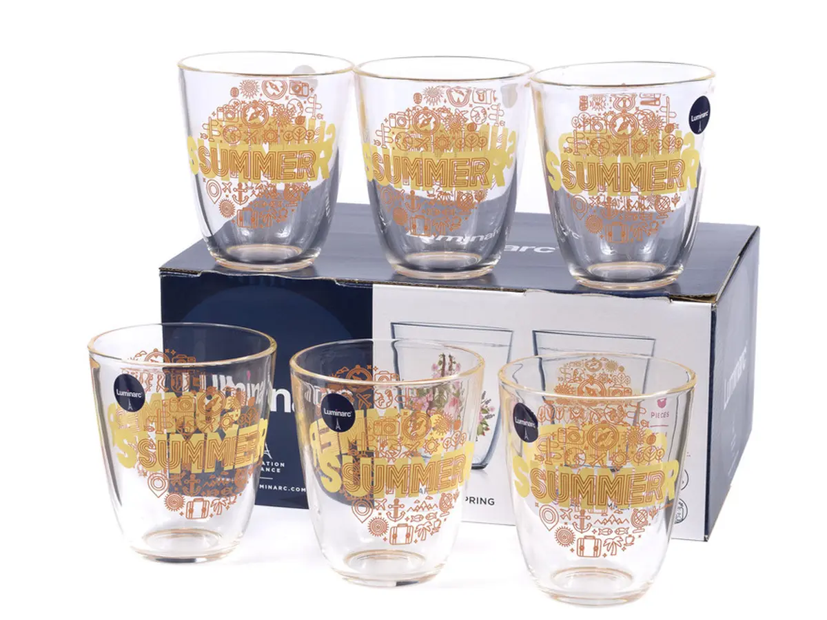 НАБОР СТАКАНОВ стеклянных "Hello Summer" 6 шт. 310 мл (арт. P5535, код 194407)