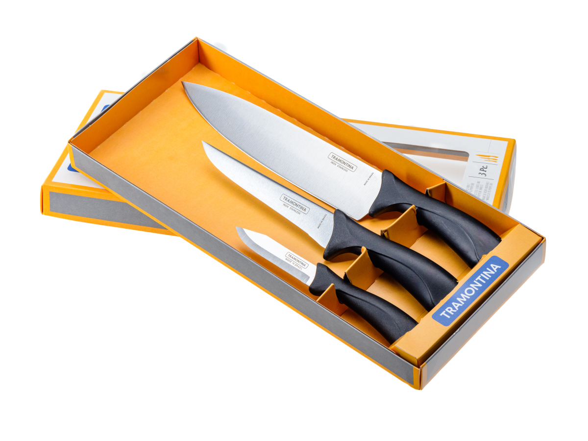 НАБОР НОЖЕЙ металлических "Affilata" 3 шт с полипропиленовыми ручками 8/14/20  см (арт. 23699050, код 248755)