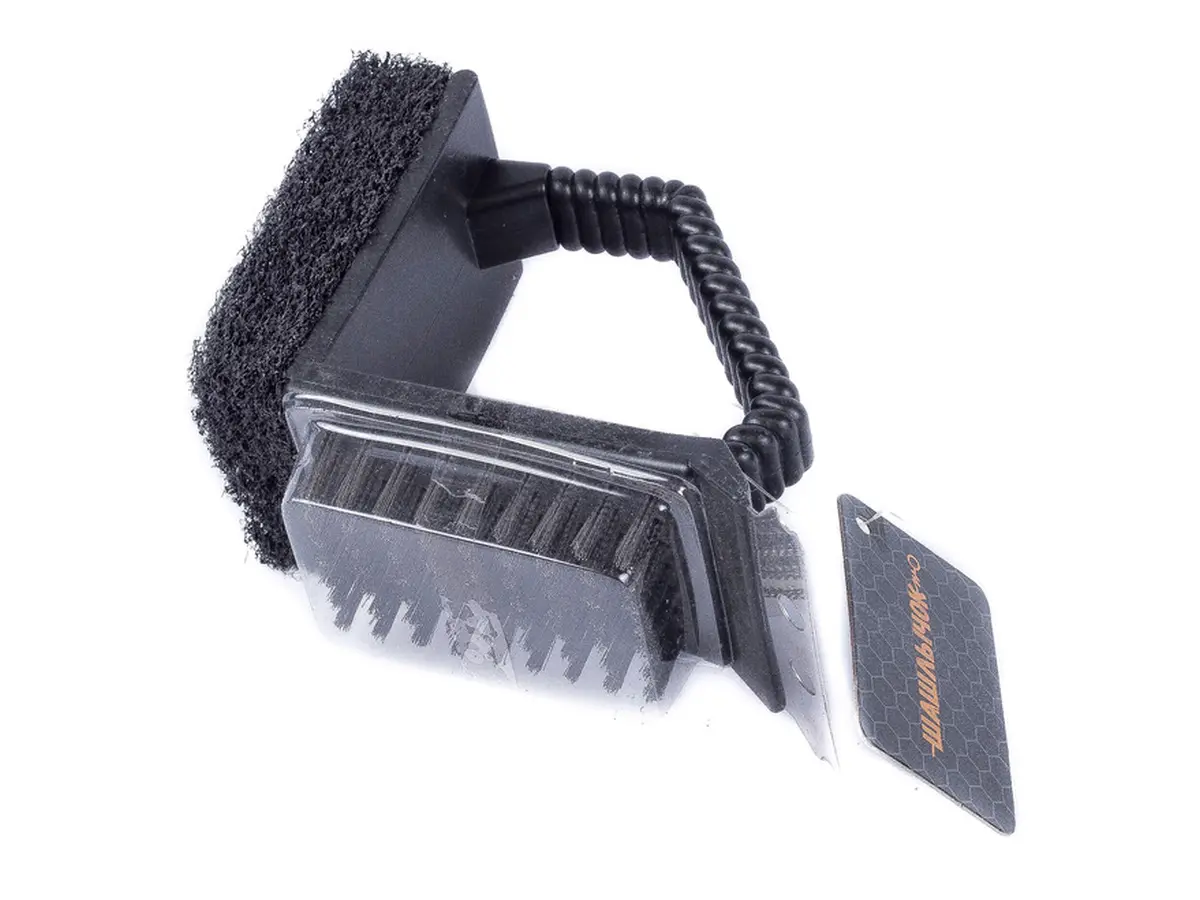 ЩЕТКА ДЛЯ ЧИСТКИ ГРИЛЯ металлическая с пластмассовой ручкой 12*14 см (арт. 666001, код 161102)