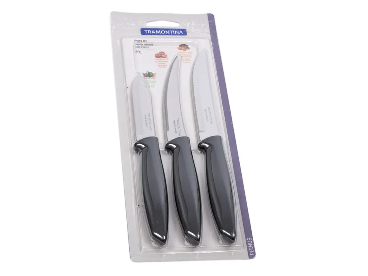 НАБОР НОЖЕЙ металлических "Plenus" 3 шт. 8,5/12,5/22 см с пластмассовыми ручками (арт. 23498040, код 257894)