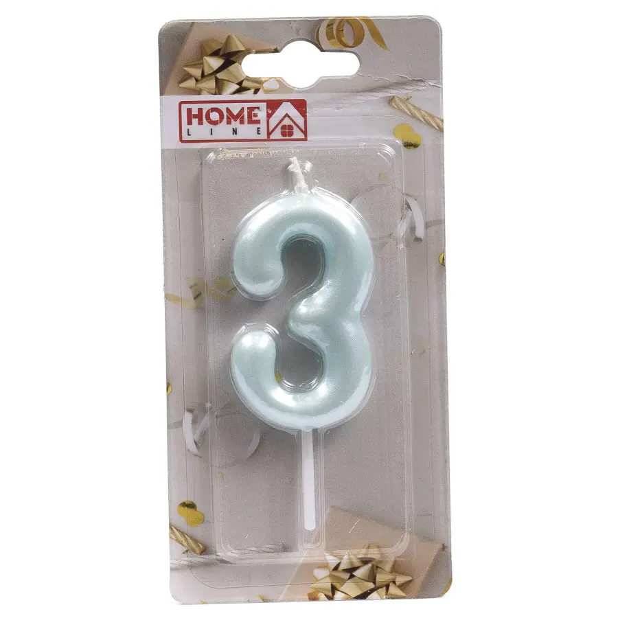 СВЕЧА для торта "Цифра 3" 3,5*6 см (арт. DY0016-5/3, код 225606)