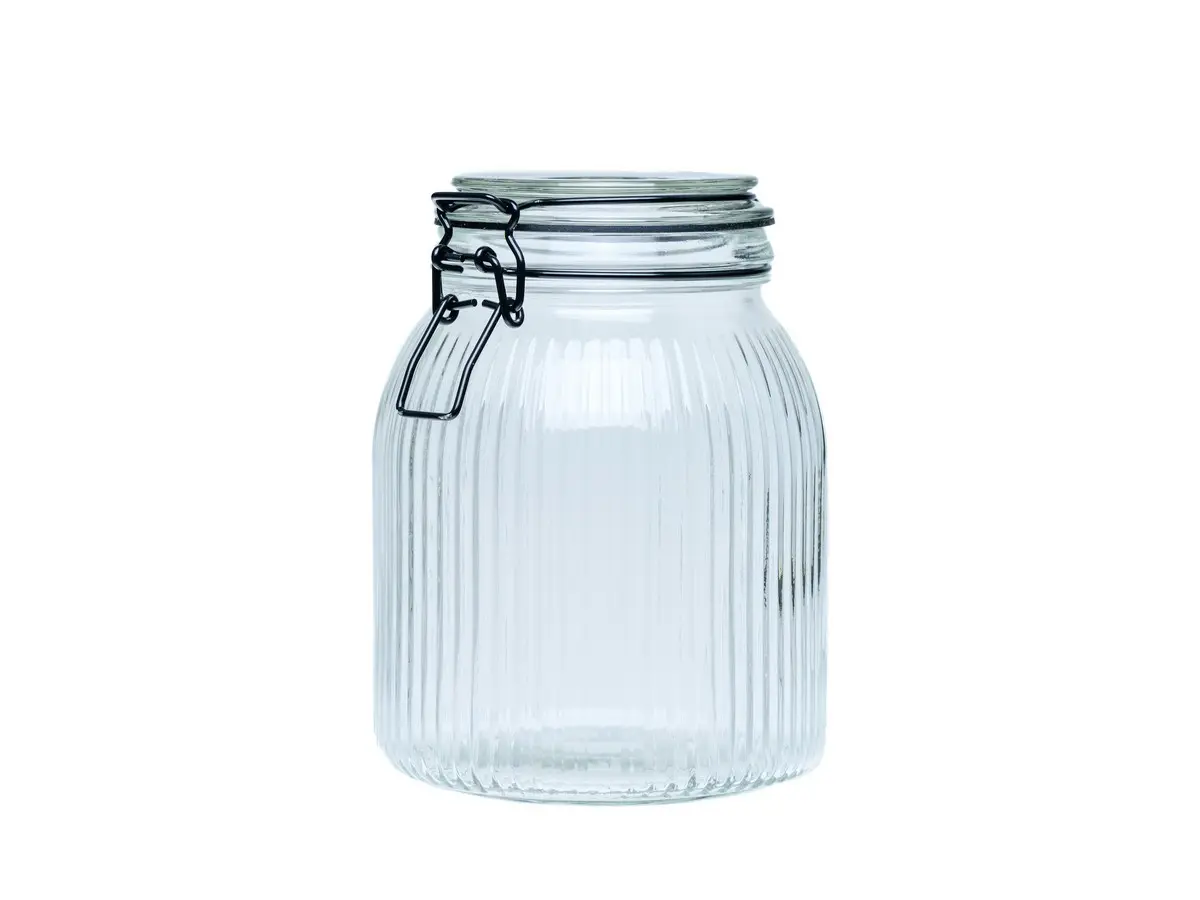 БАНКА ДЛЯ СЫПУЧИХ ПРОДУКТОВ стеклянная 1,3 л/12,8*17,4 см с клипсой (арт. 92887-1, код 275359)