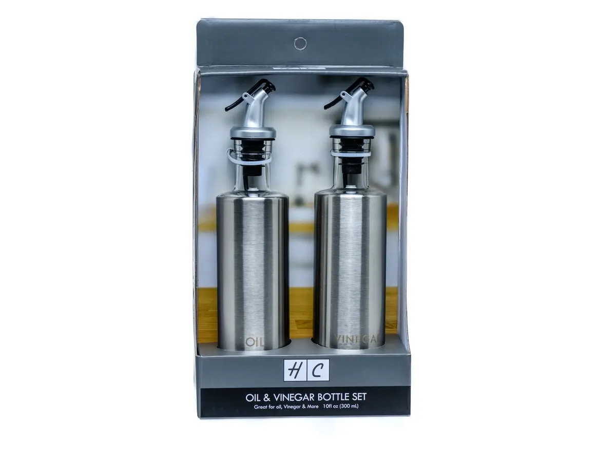 НАБОР БУТЫЛОК ДЛЯ УКСУСА И МАСЛА стекло/металл 2 шт. 300 мл/6,6*24,8 см (арт. 52011S-2, код 270842)