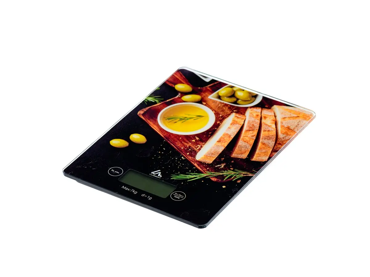 ВЕСЫ КУХОННЫЕ ЭЛЕКТРОННЫЕ стеклянные "Италия" 20*15*2 см (арт. 295551146, код 269136)(работают от батареек)