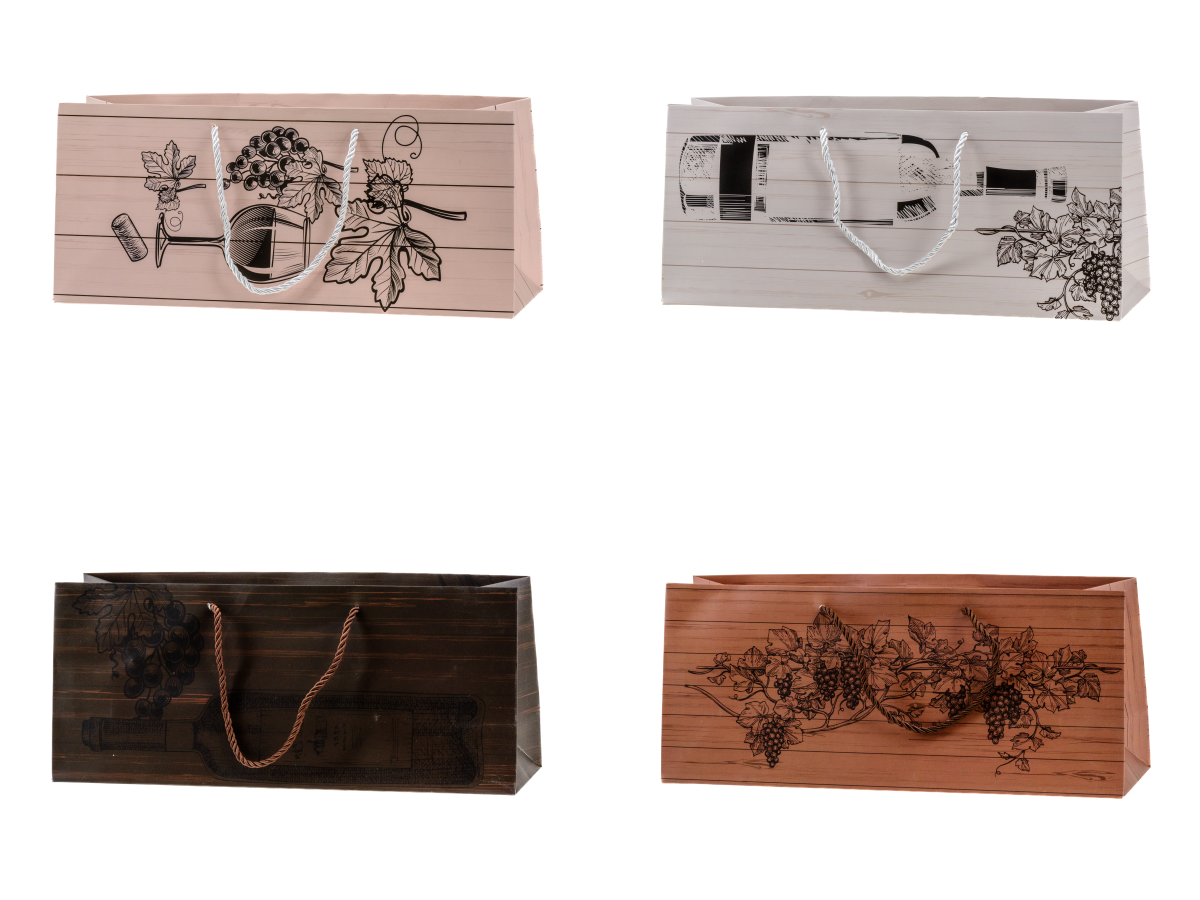 ПАКЕТ ПОДАРОЧНЫЙ ДЛЯ БУТЫЛКИ бумажный 37*15,5*10 см (арт. EST-932B, код 286089)