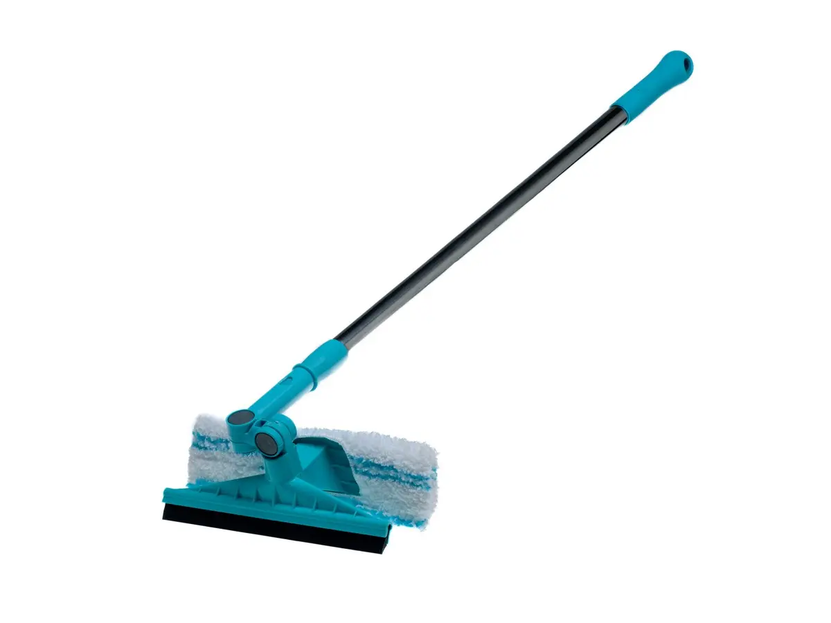 ЩЕТКА ДЛЯ МЫТЬЯ ОКОН резина/микрофибра с металлической телескопической ручкой 25*85-132 см (код 607032)