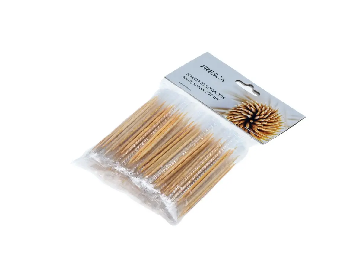 НАБОР ЗУБОЧИСТОК бамбуковых 200 шт. 6,5 см (арт. BB101982, код 264452)