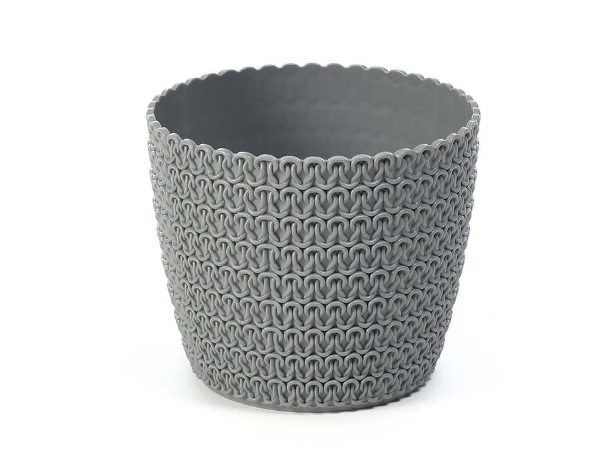 КАШПО пластмассовое "Magnolia Jersey" серое 19*16 см (арт. LA733-27, код 277339)