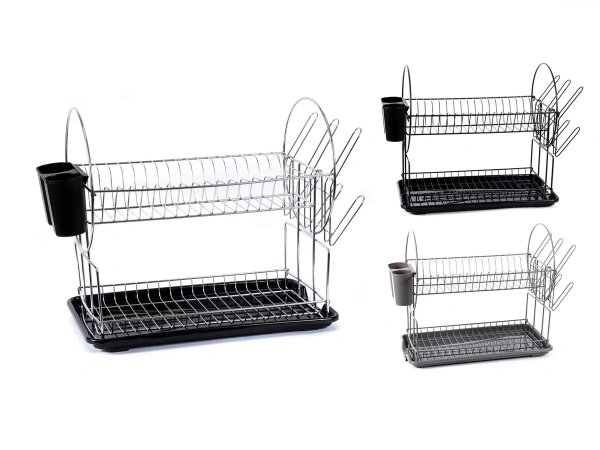 ПОДСТАВКА-СУШКА ДЛЯ ПОСУДЫ металлическая 52,5*23,5*36 см с поддоном (арт. XJ-08006E/A-302A, код 246762)