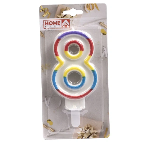 СВЕЧА для торта "Цифра 8" 6,5*14 см (арт. DM0007C-1/8, код 225835)