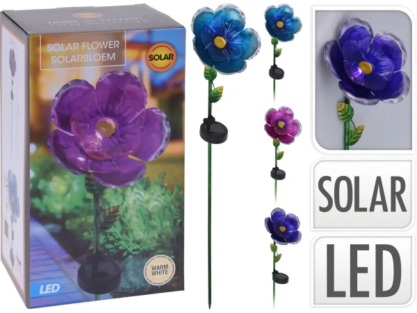 УКРАШЕНИЕ металлическое с лампой на солнечной батарее "Цветок" 15,5*81 см (код 346934)