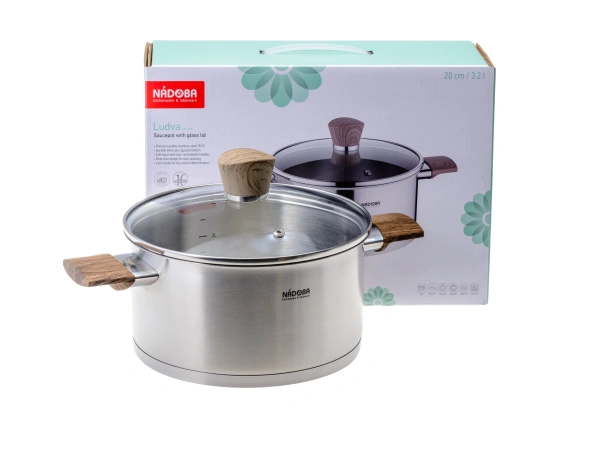 КАСТРЮЛЯ со стеклянной крышкой, 20 см/3,2 л, NADOBA, серия LUDVA (арт. 727012, код 955182)