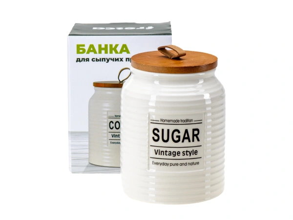 БАНКА ДЛЯ СЫПУЧИХ ПРОДУКТОВ керамическая "Sugar" 850 мл/10,7*10,7*14 см (арт. QC25A161S, код 292776)