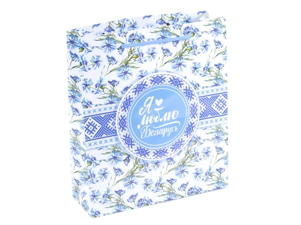 ПАКЕТ ДЛЯ ПОДАРКОВ бумажный "Васильки", 18*23*8 см (арт. 25553941, код 160693)