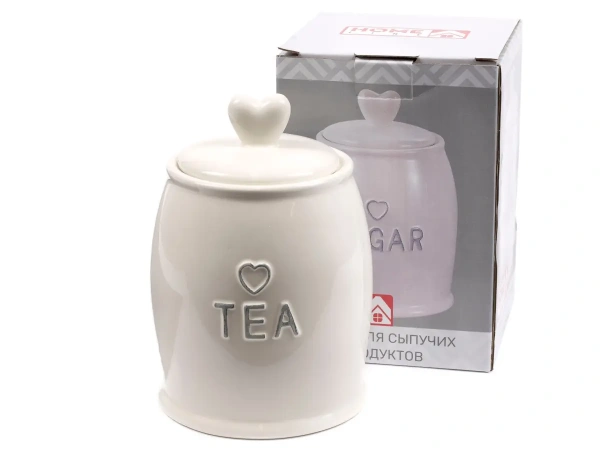 БАНКА ДЛЯ СЫПУЧИХ ПРОДУКТОВ керамическая "Tea" 800 мл/10,5*10,5*16,5 см (арт. HC21A41-T, код 237203)