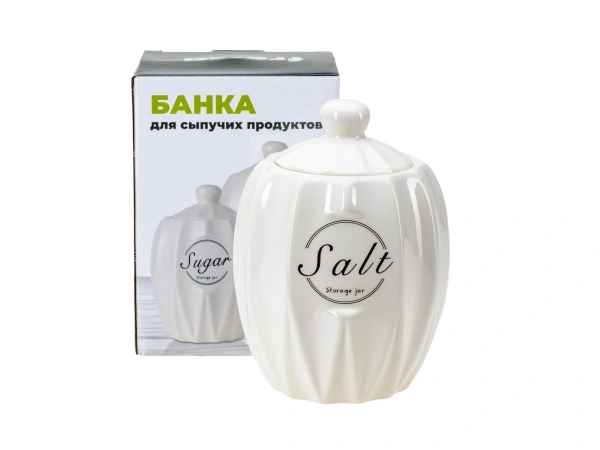 БАНКА ДЛЯ СЫПУЧИХ ПРОДУКТОВ керамическая "Salt" 700 мл/11,3*11,3*15,6 см (арт. QC24B179SA, код 292905)