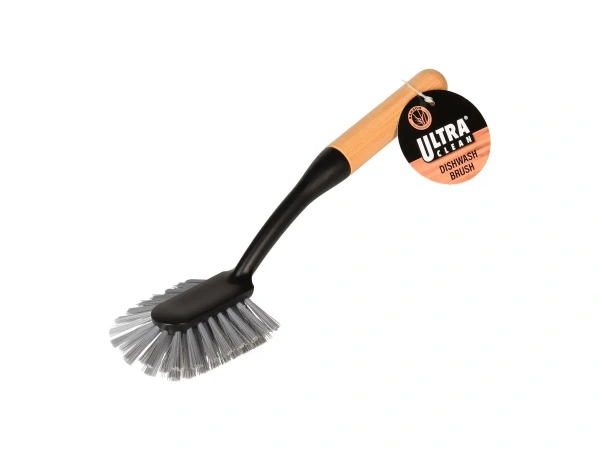 ЩЕТКА ДЛЯ МЫТЬЯ ПОСУДЫ пластмасса/бамбук 29 см (код 180146)