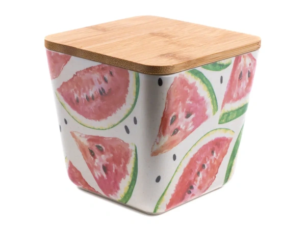 БАНКА ДЛЯ СЫПУЧИХ ПРОДУКТОВ бамбуковая "Арбуз" 11*11*12 см (арт. BP1111-S-18005, код 177875)
