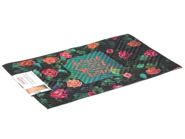 КОВРИК ПРИДВЕРНЫЙ текстильный влаговпитывающий на резиновой основе 45*75 см (арт. К-602-25, код 220724)