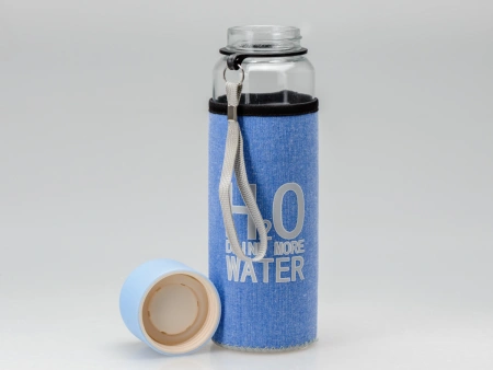 БУТЫЛКА стекло/пластмасса для питья "H2O" в текстильном чехле 600 мл (арт. 30898609, код 292769)