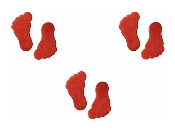 НАБОР НАКЛАДОК ДЛЯ ВАННОЙ АНТИСКОЛЬЗЯЩИХ резиновых на присосках ''Следы'' 6 шт. 15*9 см (арт. 69506, код 669068)