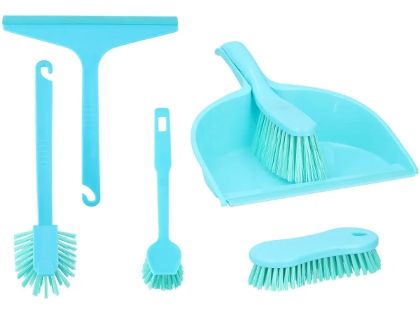 НАБОР ДЛЯ УБОРКИ ПОМЕЩЕНИЯ пластмассовый 6 пр: скребок для стекол, совок, 4 щетки (арт. 871125216251)