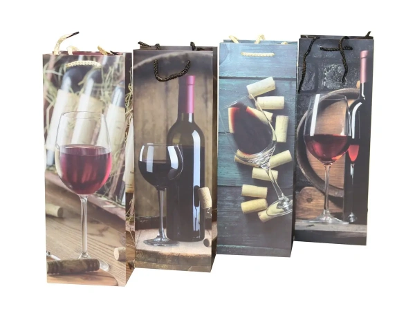 ПАКЕТ ПОДАРОЧНЫЙ ДЛЯ БУТЫЛКИ бумажный 12,5*36*8,5 см (арт. PK23604, код 261277)