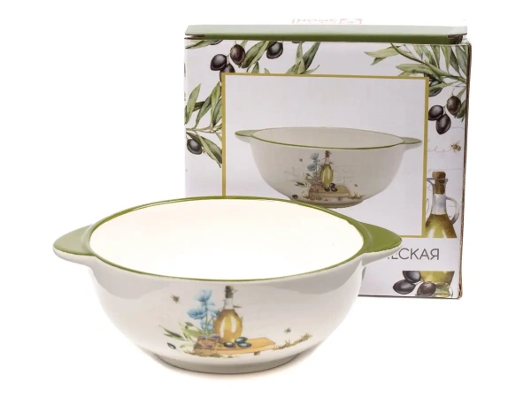 БУЛЬОННИЦА керамическая "Оливковая ветвь" 16,8*13,7*6,1 см/480 мл (арт. HC9384B-G55, код 218455)