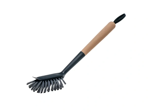 ЩЕТКА ДЛЯ МЫТЬЯ ПОСУДЫ пластмассовая с деревянной ручкой 32,5*6,8*7 см (арт. BEL-013, код 271719)