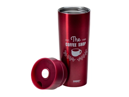 ТЕРМОКРУЖКА металлическая с пластмассовой крышкой "Coffee" бордо 350 мл (арт. 48788555, код 534670)