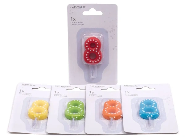 СВЕЧА для торта "Цифра 8" 6,5 см (арт. 9900918, код 233908)