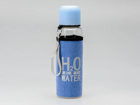 БУТЫЛКА стекло/пластмасса для питья "H2O" в текстильном чехле 600 мл (арт. 30898609, код 292769)